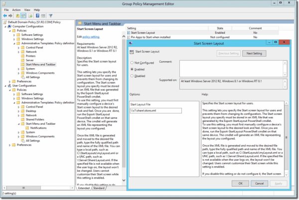 Start Screen Layout Group Policy