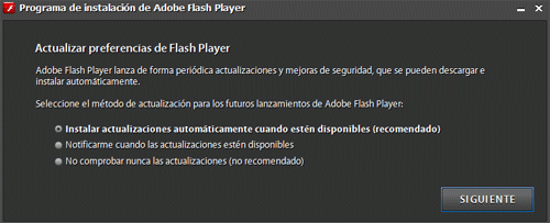 flash playera actualizador automático